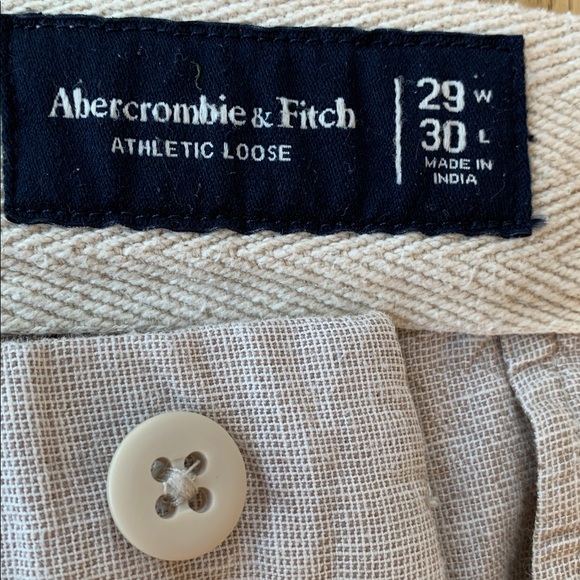 Abercrombie & Fitch Men’s Linen Blend Athletic Loose Pants Size 29 Light Tan - Picture 5 of 10
